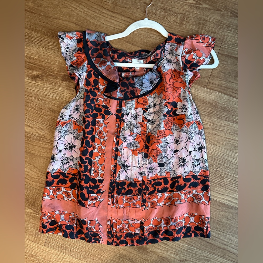 Odille Ruffle Neck Silk Top